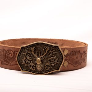 TROT Highland Stag – Embossed Buffalo Leather Belt