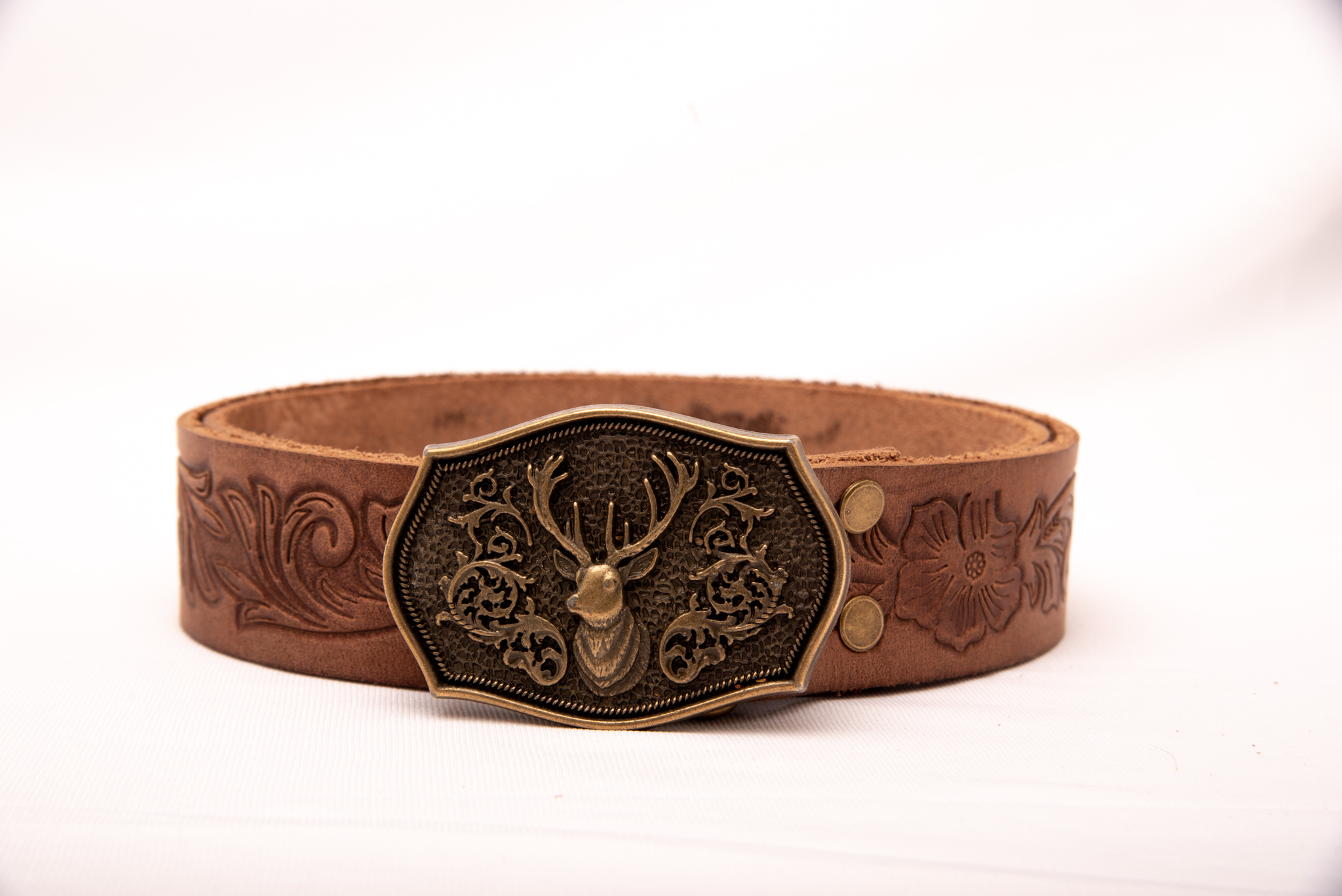 TROT Highland Stag – Embossed Buffalo Leather Belt