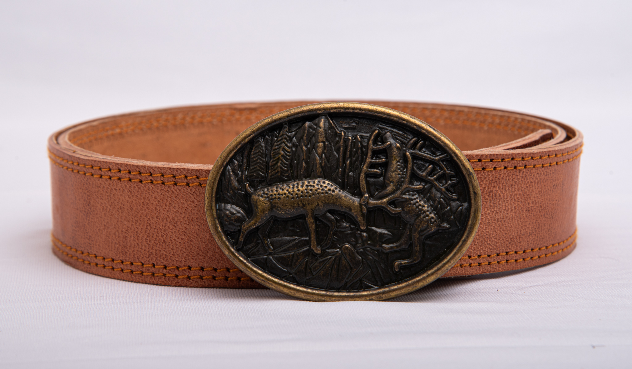 TROT Forest Clash – Goat Leather Belt with Embossed Oval Buckle