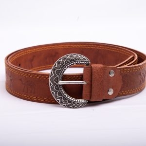 TROT Sand Whisper – Mandala Buckle Camel Embossed Belt