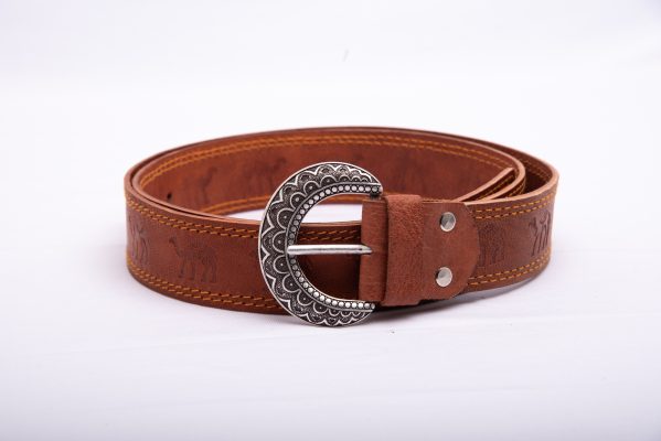 TROT Sand Whisper – Mandala Buckle Camel Embossed Belt