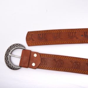 Alternative view of TROT Sand Whisper – Mandala Buckle Camel Embossed Belt